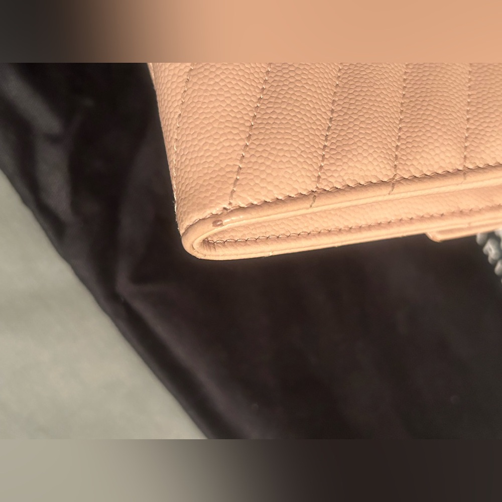 Saint Laurent YSL Monogram Wallet Blush Beige w/ Silver Hardware - Picture 9 of 9